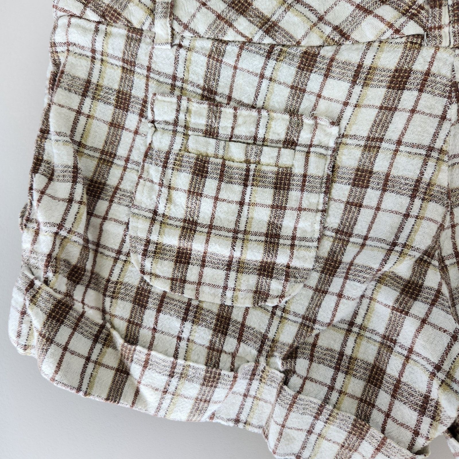 Forever 21 Vintage Forever 21 White Plaid Linen Low Rise Micro Shorts Size 30" / US 8 / IT 44 - 7 Thumbnail