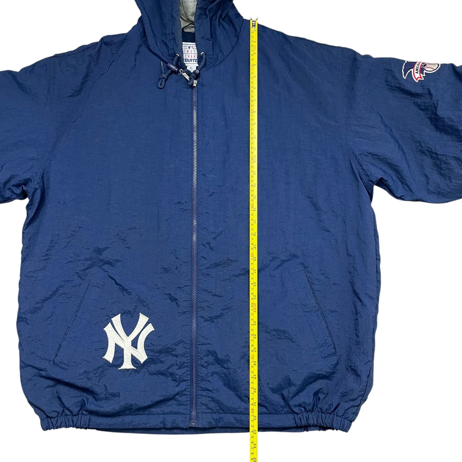 MLB VTG 90s NEW YORK YANKEES HOODED STARTER QUILT LINING JACKET Size US XL / EU 56 / 4 - 14 Thumbnail