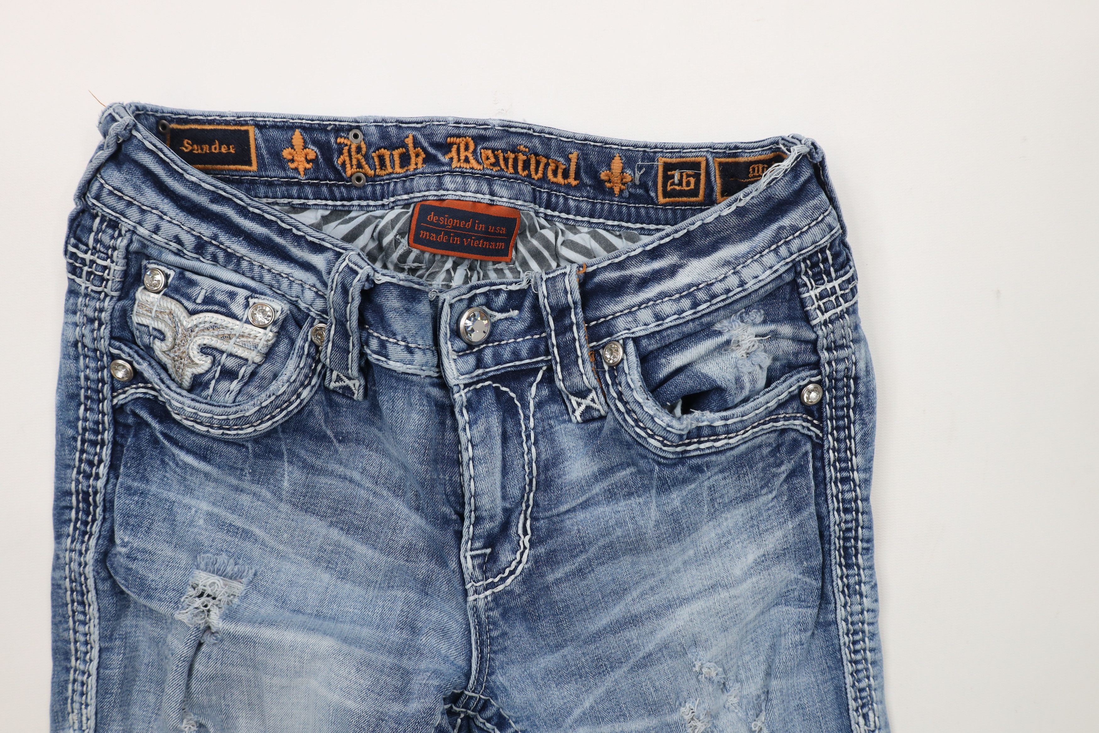Rock Revival × Vintage Rock Revival Thick Stitch Sundee Mid Rise Boot Denim Jeans Size 26" / US 2 / IT 38 - 7 Thumbnail