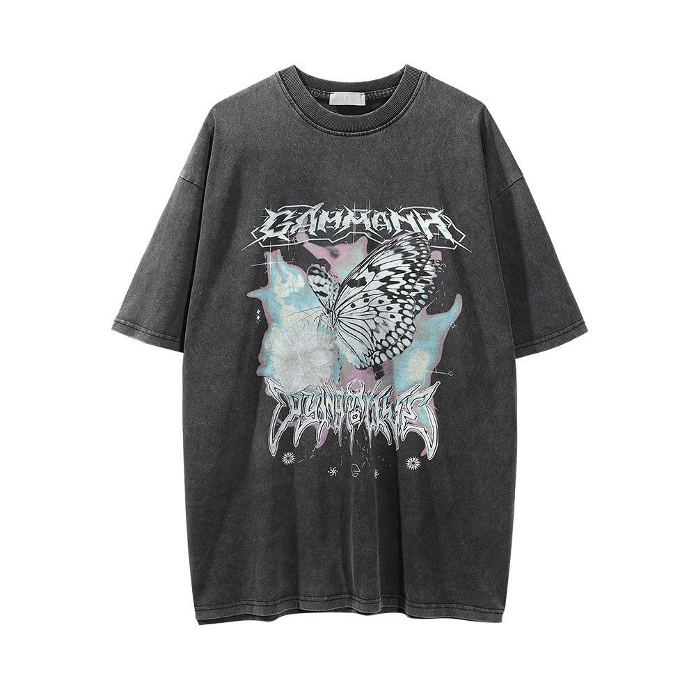 Japanese Brand × Vintage Butterfly print washed distressed short-sleeved T-shirt Size US L / EU 52-54 / 3 - 1 Thumbnail
