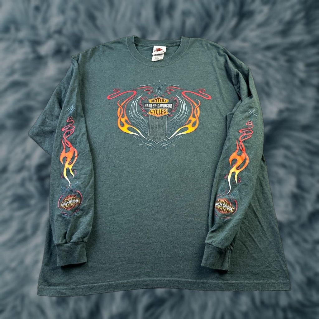 Harley Davidson Harley Davidson Shirt Mens Extra Large Green Double Flame Daytona Size US XL / EU 56 / 4 - 1 Thumbnail