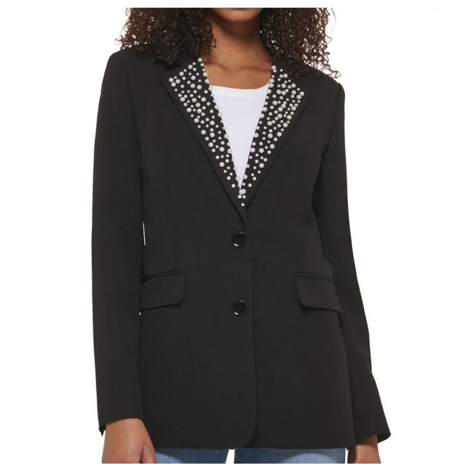 Karl Lagerfeld Nwt- Karl Lagerfeld- Pearl embellished blazer -Sz10 Size L / US 10 / IT 46 - 1 Thumbnail