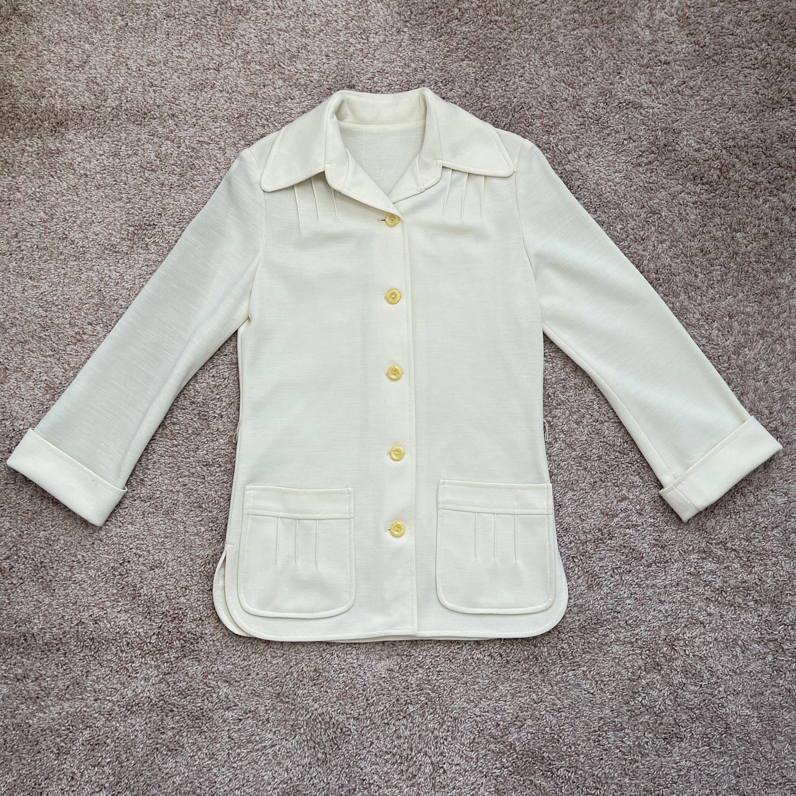 Vintage VTG 70’s Cream Blazer Jacket & High Waist Pants Suit Set XS Size 24" / US 00 / IT 34 - 10 Thumbnail