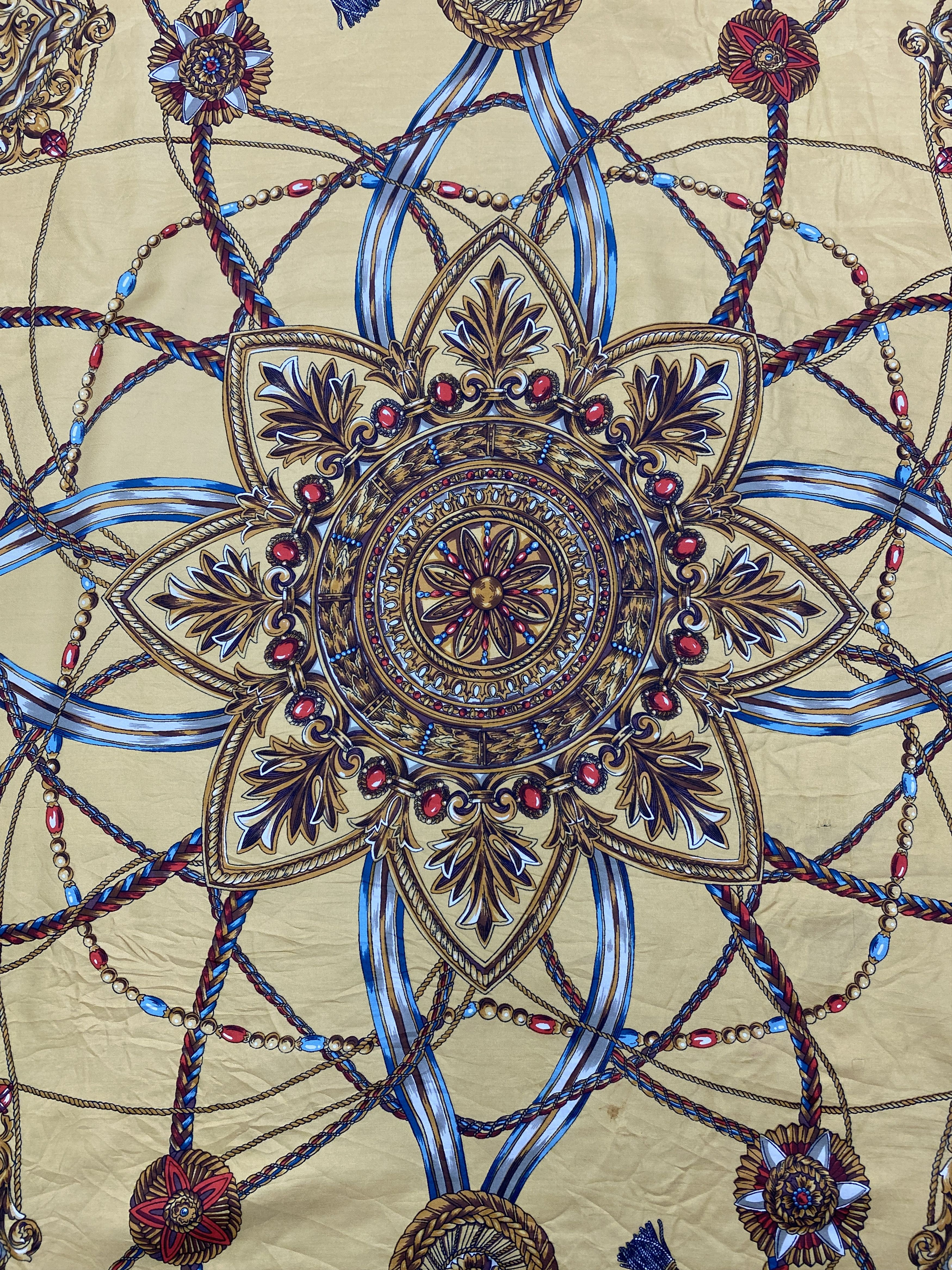 Other Vintage Chain And Tassel Silk Scarf / Silk Shawl SN0258 Size ONE SIZE - 2 Thumbnail