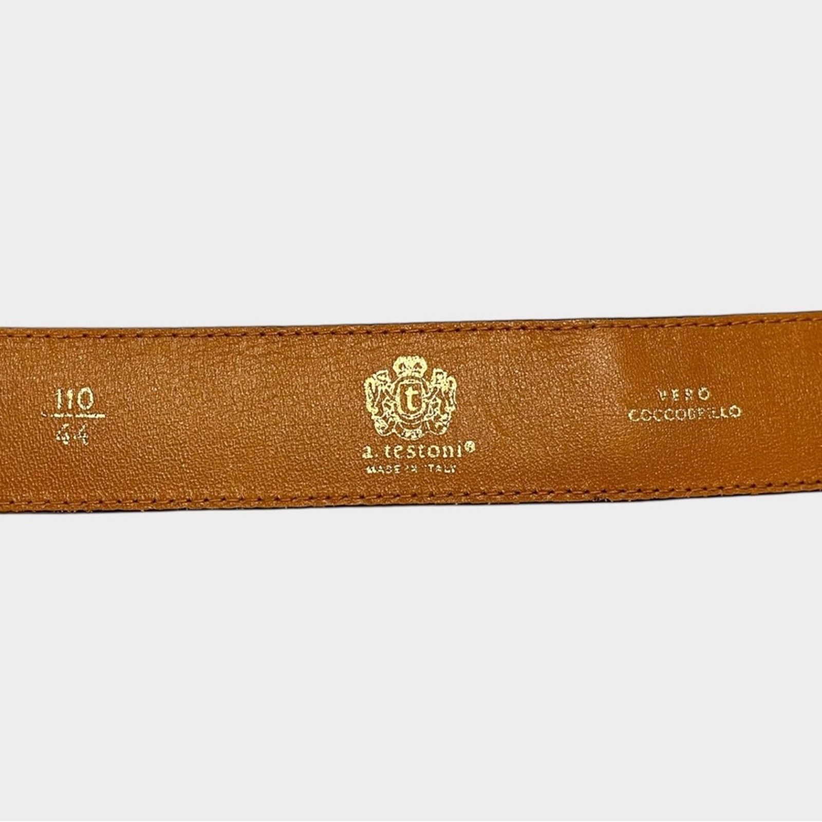 A. TESTONI Men's Dark Brown Crocodile Leather Belt Italy
