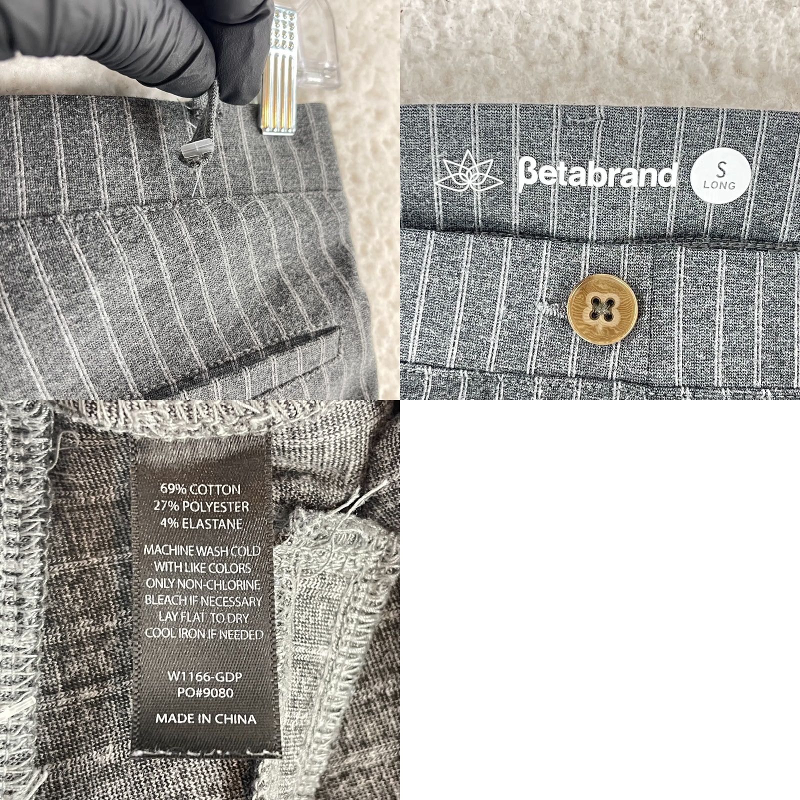 Vintage Betabrand Gray Stripe Dress Pants Pants Womens Small Long Pull On Stretch Slim Pinstripe Casual Workwear Size 28" / US 6 / IT 42 - 9 Thumbnail