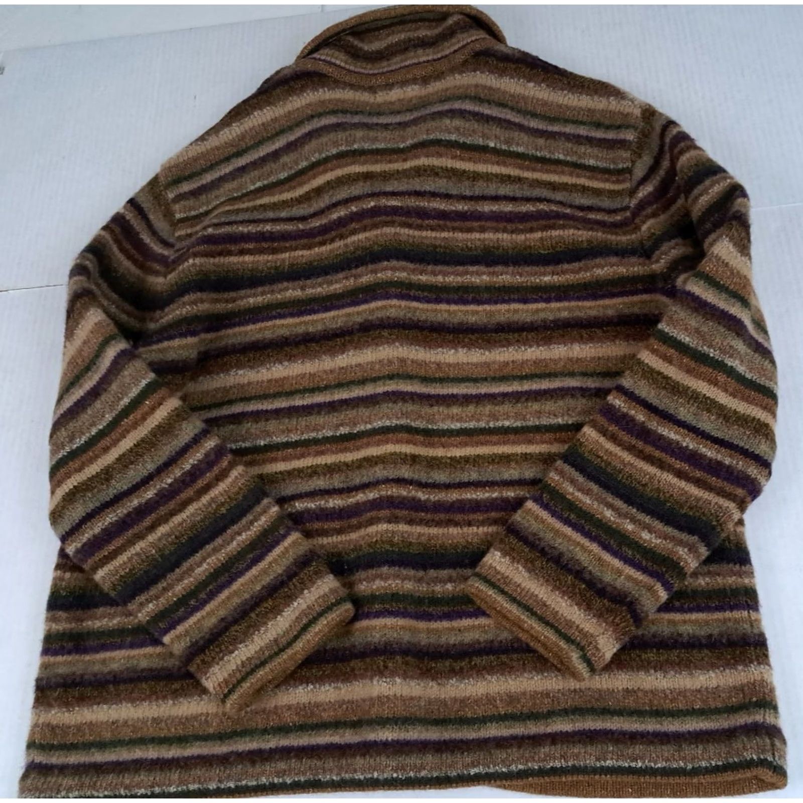 Jones New York VINTAGE Jones New York Cardigan Sweater, Striped, Wool, Full Button, Brown, Long Sleeve, Collared, Regular, Women, Size S, Dry Clean Only Size S / US 4 / IT 40 - 8 Thumbnail