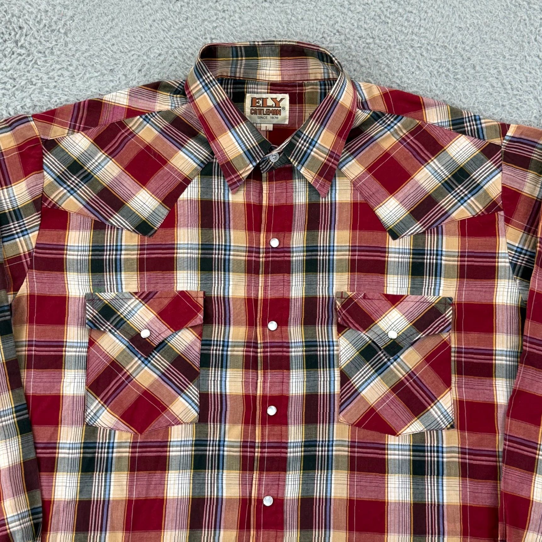 Vintage VINTAGE Ely Cattleman Pearl Snap Shirt Mens L Red Plaid Long Sleeve 80s Western Size US L / EU 52-54 / 3 - 4 Thumbnail