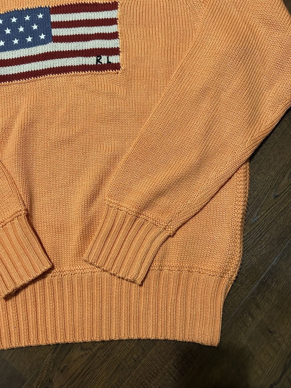 Vintage Polo Ralph Lauren American Flag Sweater Orange Sz M