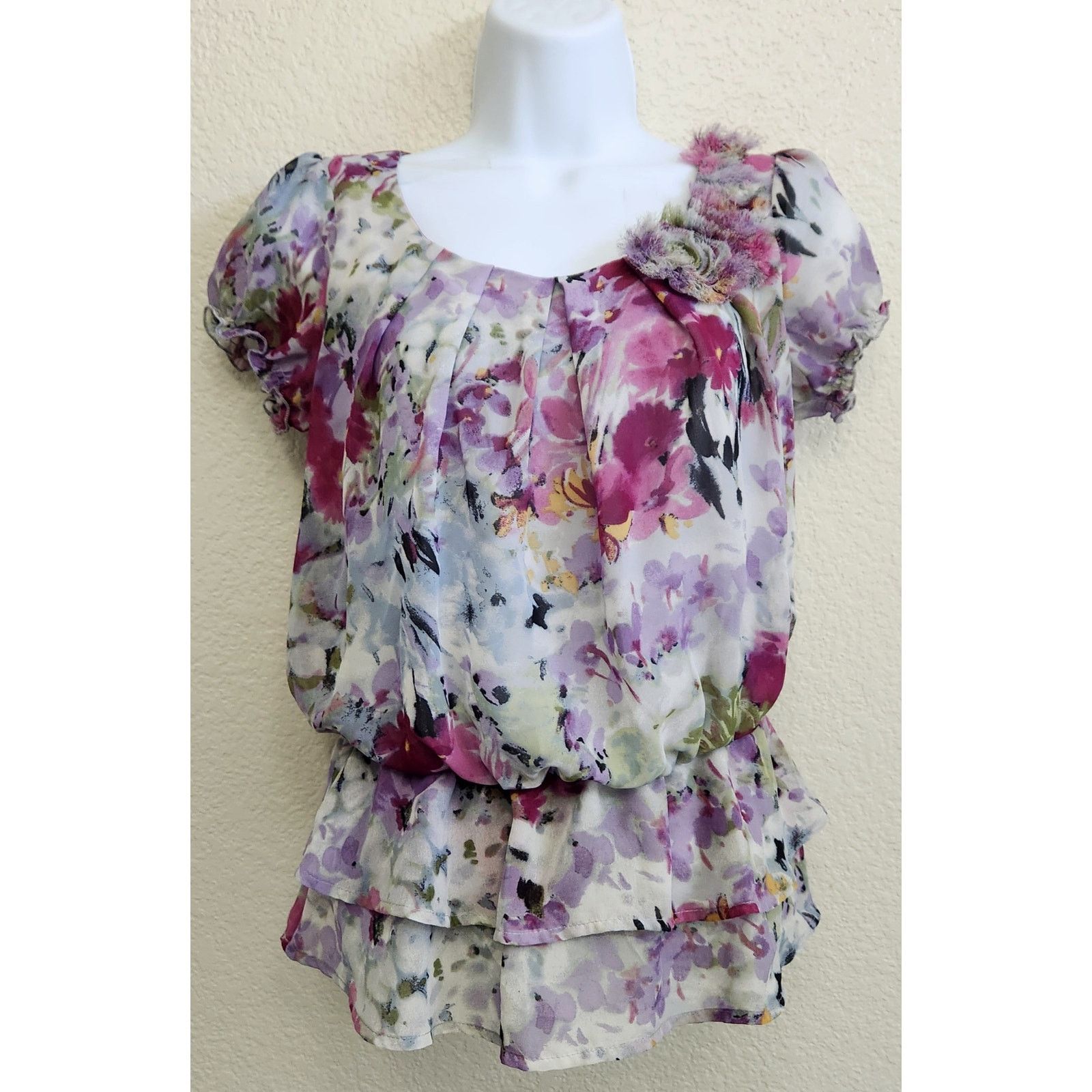 Other Sunny Leigh Purple Multicolor Floral Print Top PP SP Lined Size S / US 4 / IT 40 - 1 Thumbnail