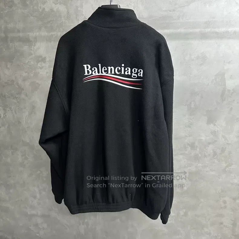 Balenciaga Balenciaga Black Logo Printed Long Sleeve Zipper Jacket Size US L / EU 52-54 / 3 - 2 Thumbnail