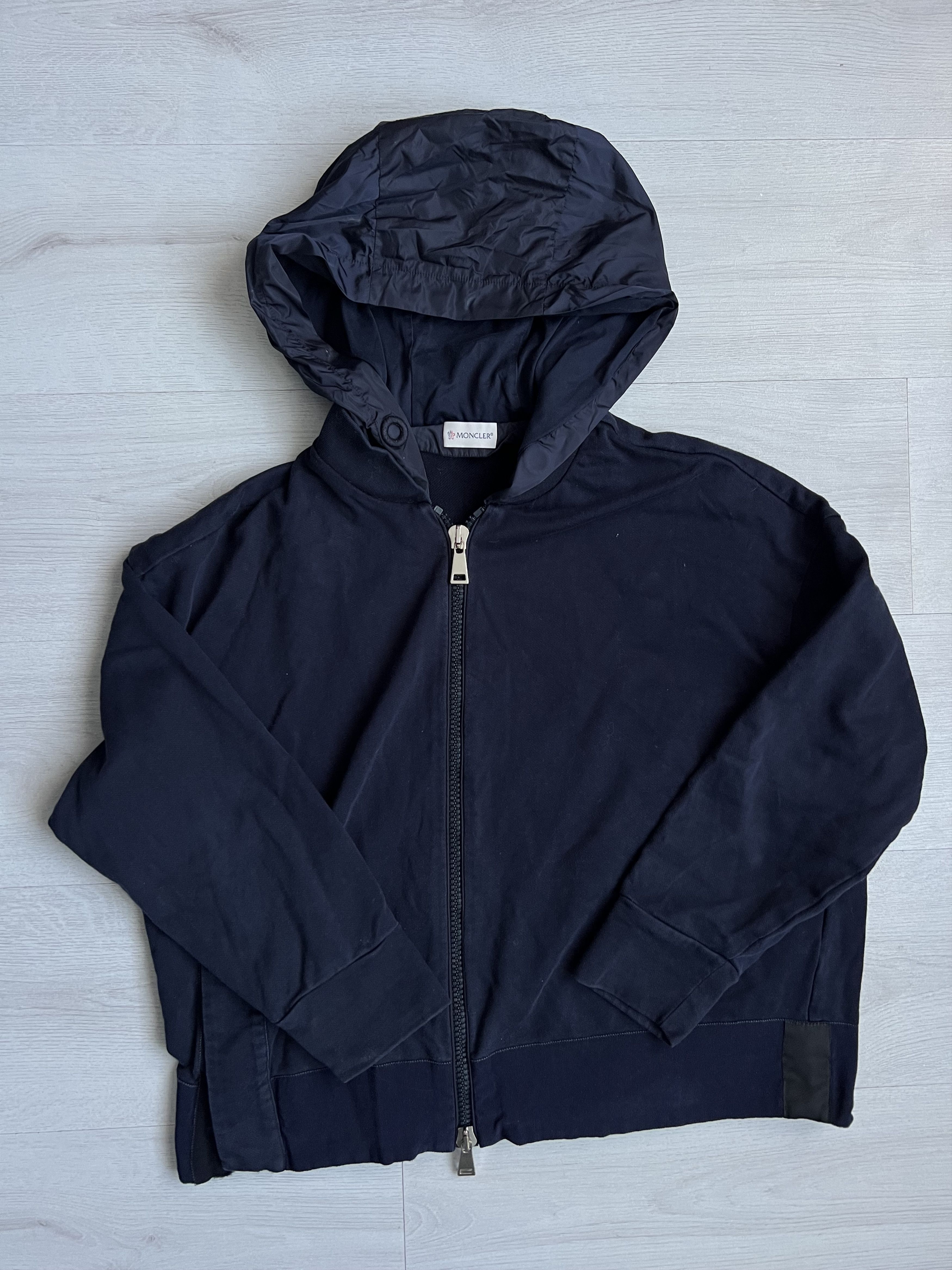Moncler Moncler Navy Blue Cotton Knit Zipped Hooded Sweatshirt Size S / US 4 / IT 40 - 1 Thumbnail