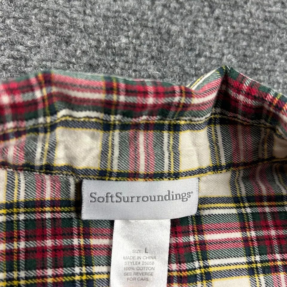 Other Soft Surroundings Pajama Top Womens Large Plaid Flannel Size L / US 10 / IT 46 - 3 Thumbnail
