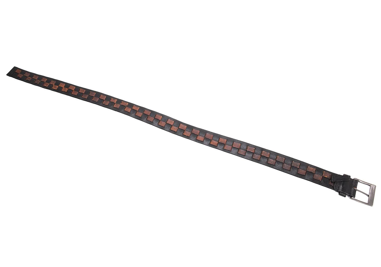 Issey Miyake Leather Woven Square Design Belt in Black and Brown Size ONE SIZE - 6 Thumbnail