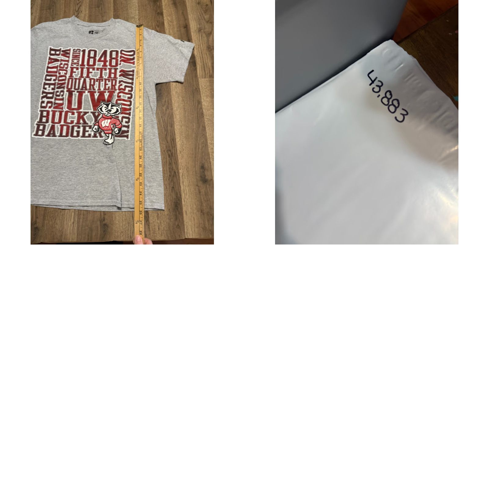 Vintage VINTAGE? Russell Shirts Men's Medium Gray Short Sleeve Crew Neck Wisconsin Badgers Shirt Size US M / EU 48-50 / 2 - 8 Thumbnail