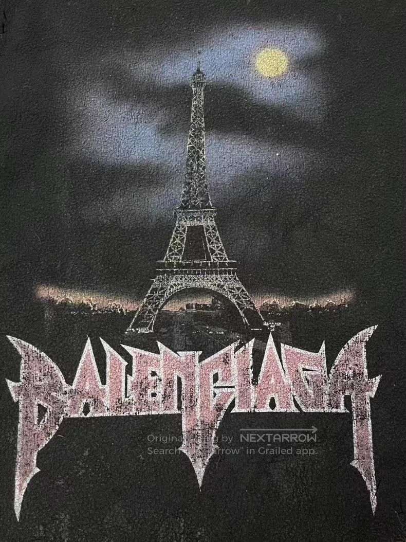 Balenciaga Balenciaga Pleated Effect Paris Moon Pattern Hooded Sweats Size US M / EU 48-50 / 2 - 3 Thumbnail