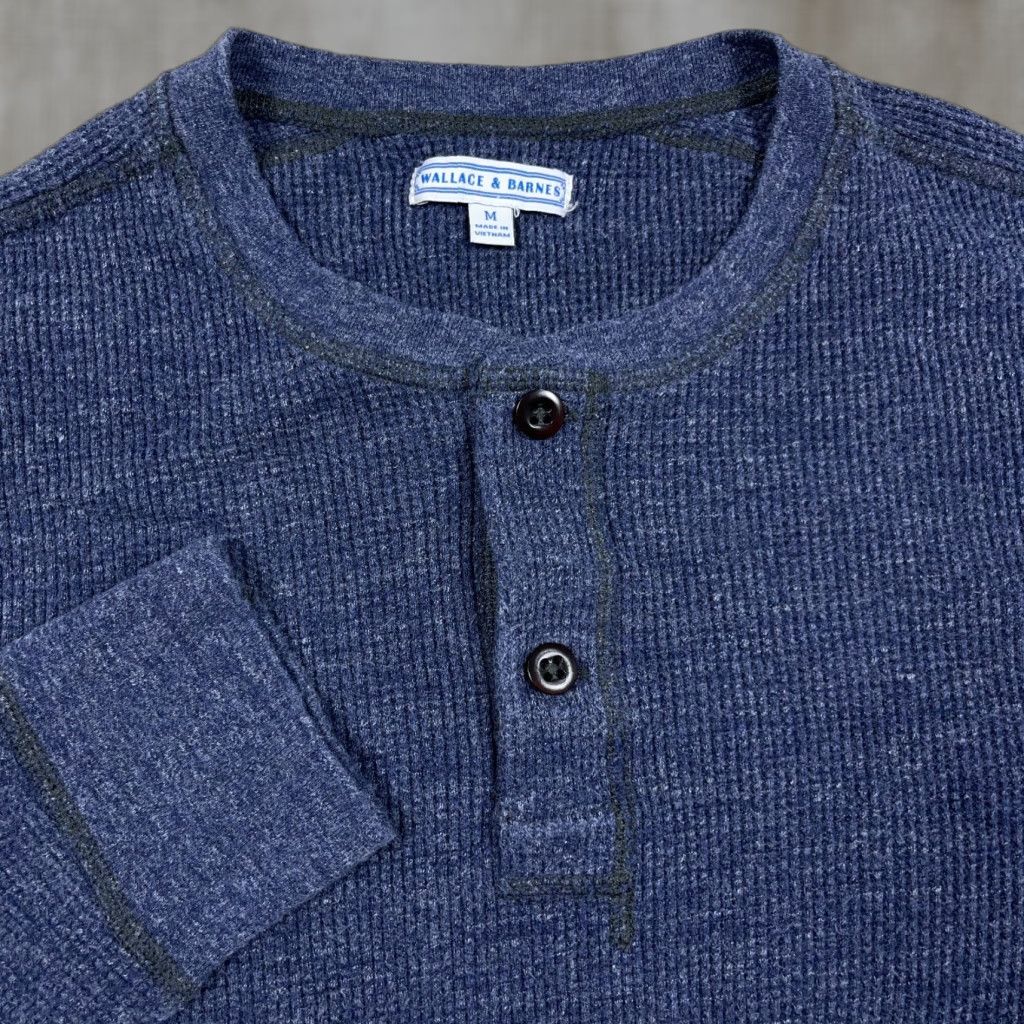 Wallace & Barnes Wallace & Barnes Shirt Men Medium Blue Henley Thermal Waffle Knit Base Layer Size US M / EU 48-50 / 2 - 1 Thumbnail