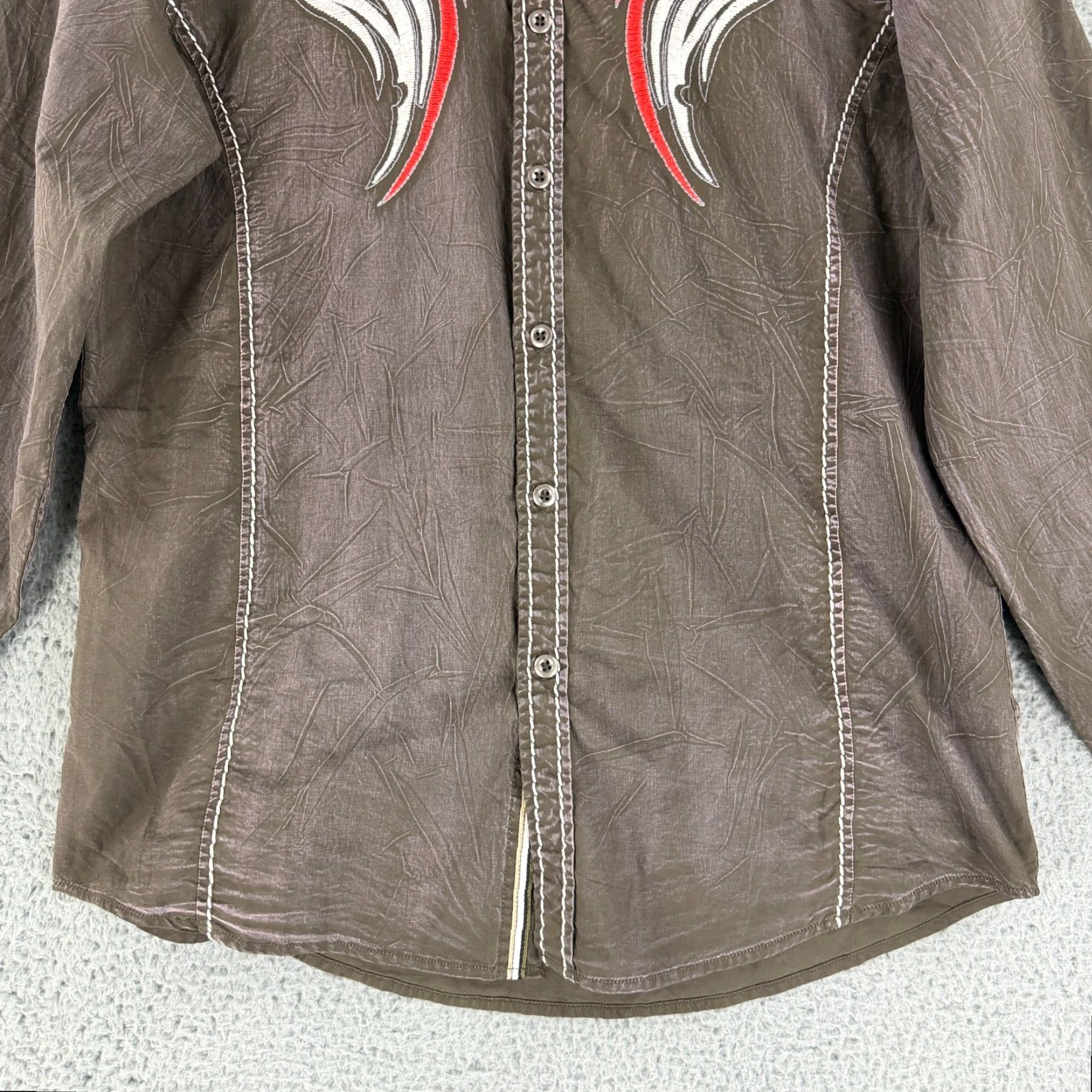 Vintage Toku Embellished Western Button-Up Shirt Mens L Brown Long Sleeve Cotton Size US L / EU 52-54 / 3 - 5 Thumbnail