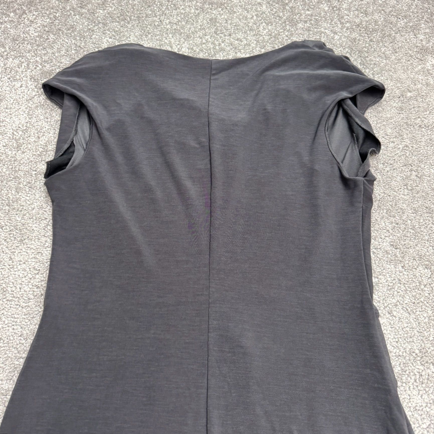 Vintage Komarov Women's Dress Cowl Neck Ruched Asymmetrical Knee Length Gray Large Size L / US 10 / IT 46 - 4 Thumbnail