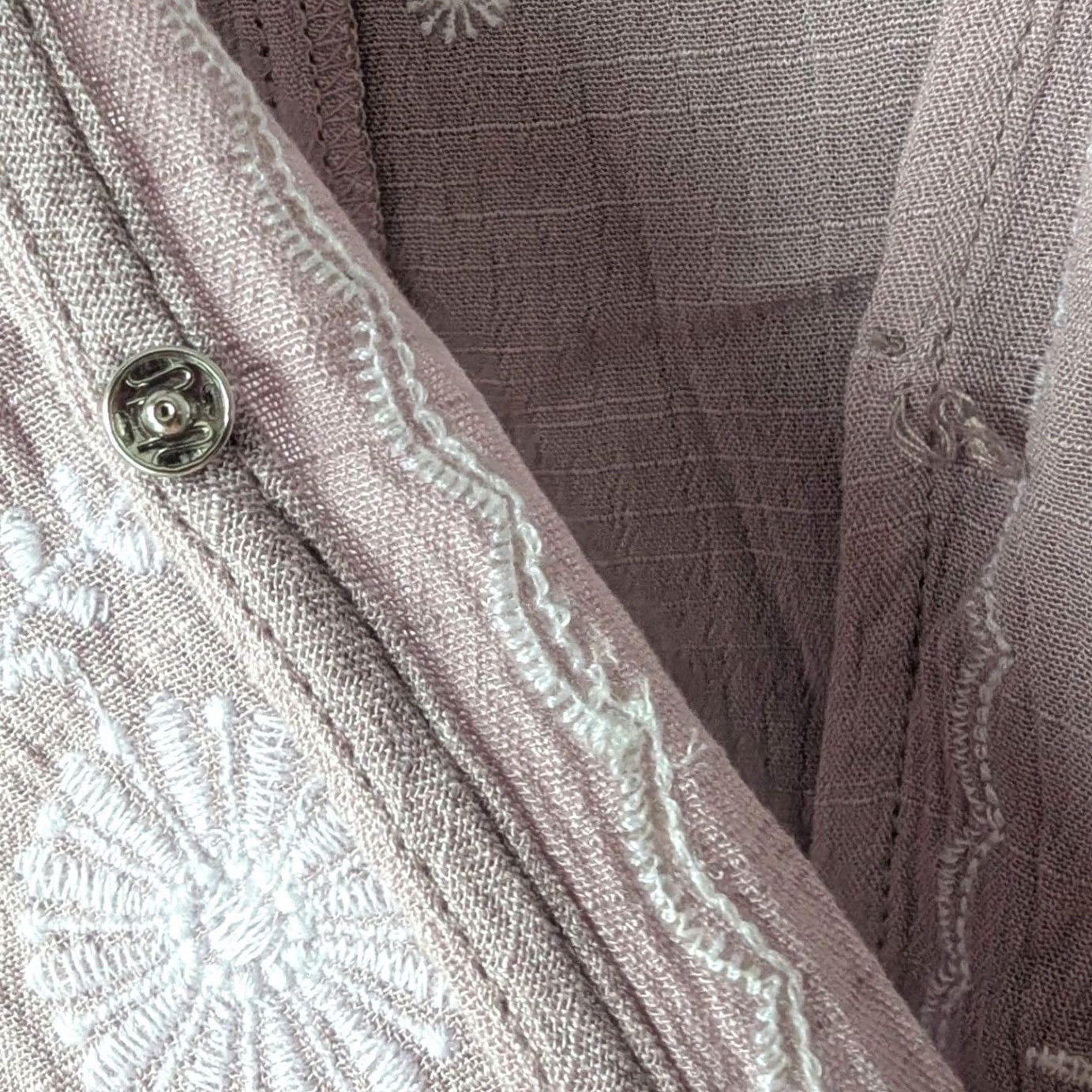 Vintage Chloe & Katie Blouse Shirt Cropped Embroidered V-Neck Long Sleeve Pink Floral Surplice Sz M NEW Women Size M / US 6-8 / IT 42-44 - 6 Thumbnail