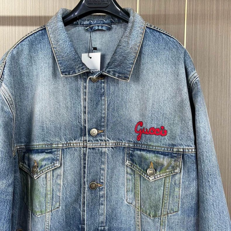 Gucci Gucci Old embroidered cat letter denim jacket 2504-Nextarro Size US L / EU 52-54 / 3 - 3 Thumbnail