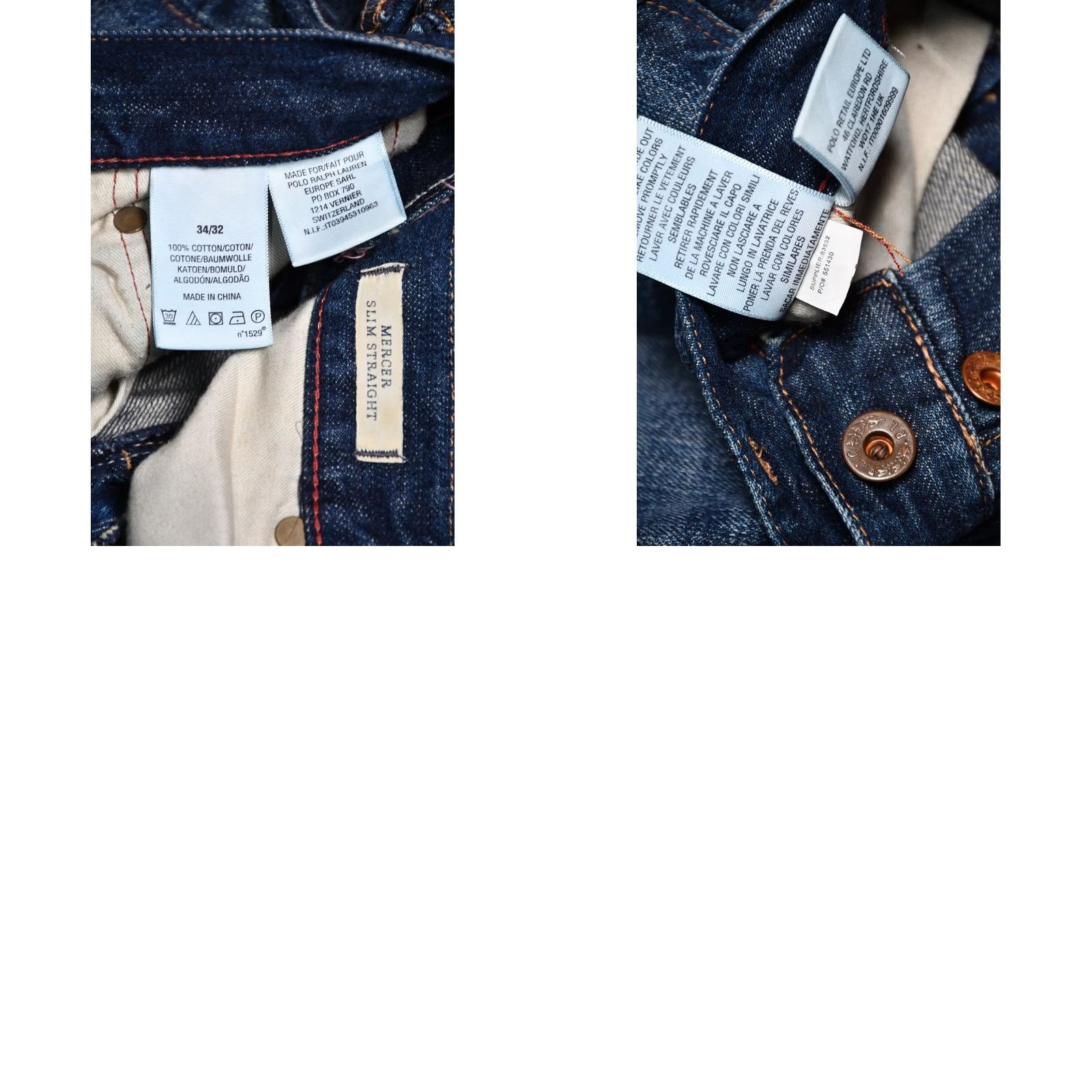 Polo Ralph Lauren POLO RALPH LAUREN MERCER SLIM STRAIGHT JEANS MEN W34 L32 BLUE 100% COTTON DENIM 5-POCKET INSEAM 32 Size US 34 / EU 50 - 9 Thumbnail