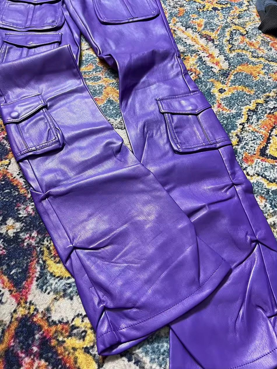 Leather Pu Leather Cargo Pants Size US 33 - 2 Thumbnail