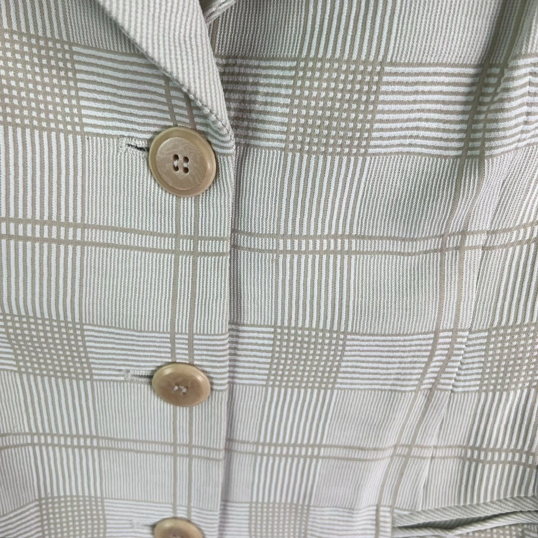 Vintage VINTAGE Cache Zion Blazer Jacket Plaid Beige Women Size 6 Single-Breasted Three-Button Notch Lapel Regular Fit Lined Dry Clean Only Include: Jacket Size M / US 6-8 / IT 42-44 - 4 Thumbnail