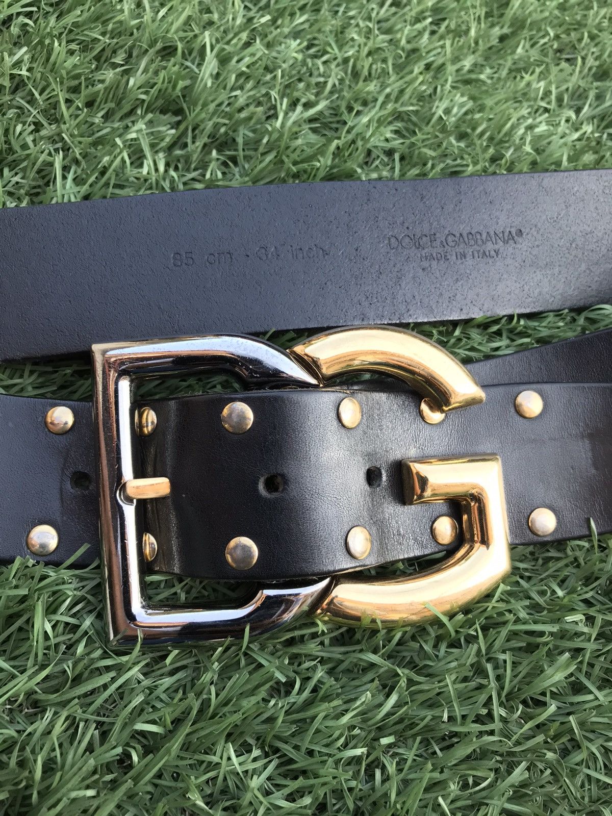 Dolce & Gabbana Dolce & Gabbana Silver/Gold Black Leather D&G Belt Size ONE SIZE - 5 Thumbnail