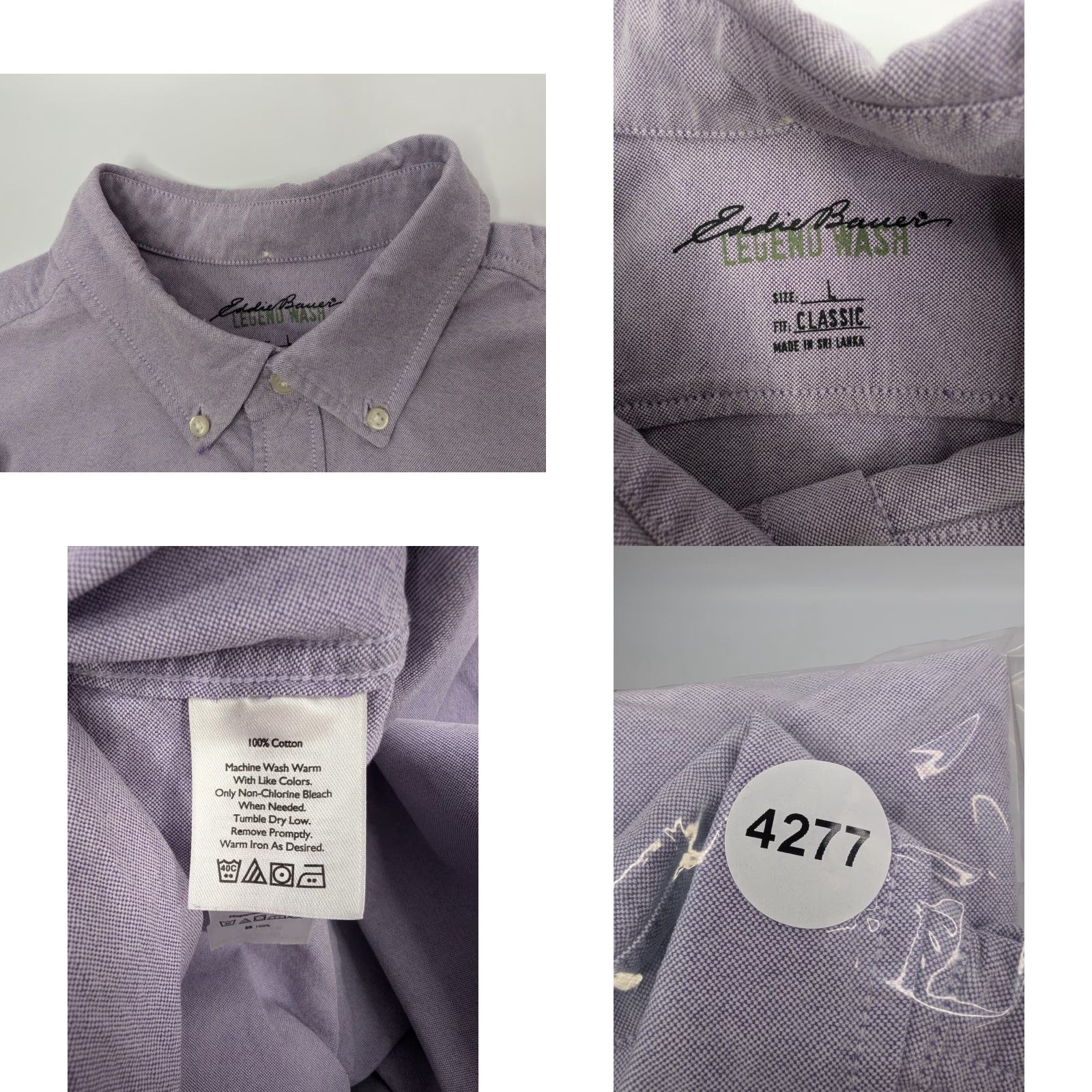 Eddie Bauer Eddie Bauer Legend Wash Button-Up Shirt Men's Large Purple Cotton Classic Fit Size US L / EU 52-54 / 3 - 8 Thumbnail