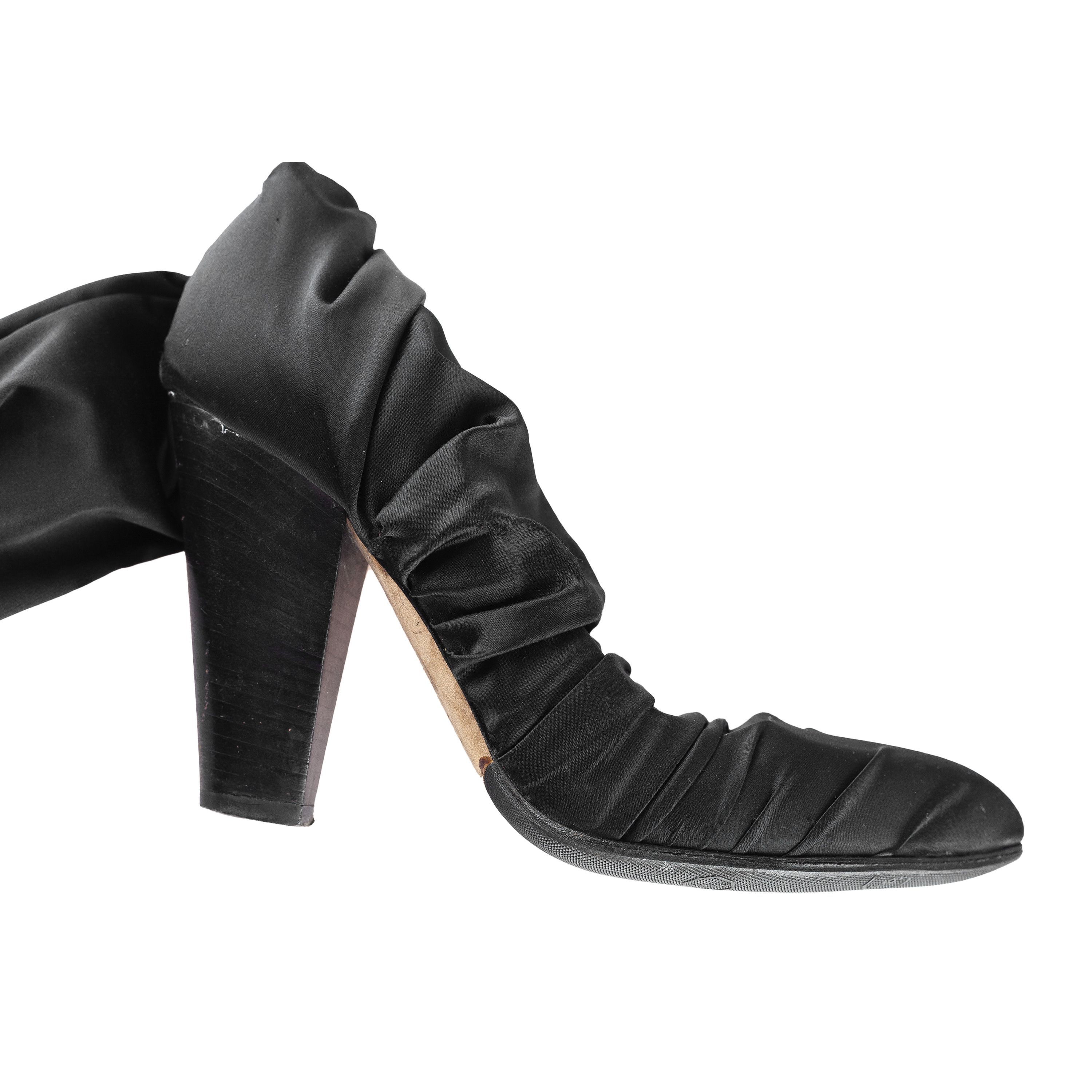 Dolce & Gabbana Dolce & Gabbana Vintage Black High-Stock Stretch Silk Boots Size US 6 / IT 36 - 9 Thumbnail