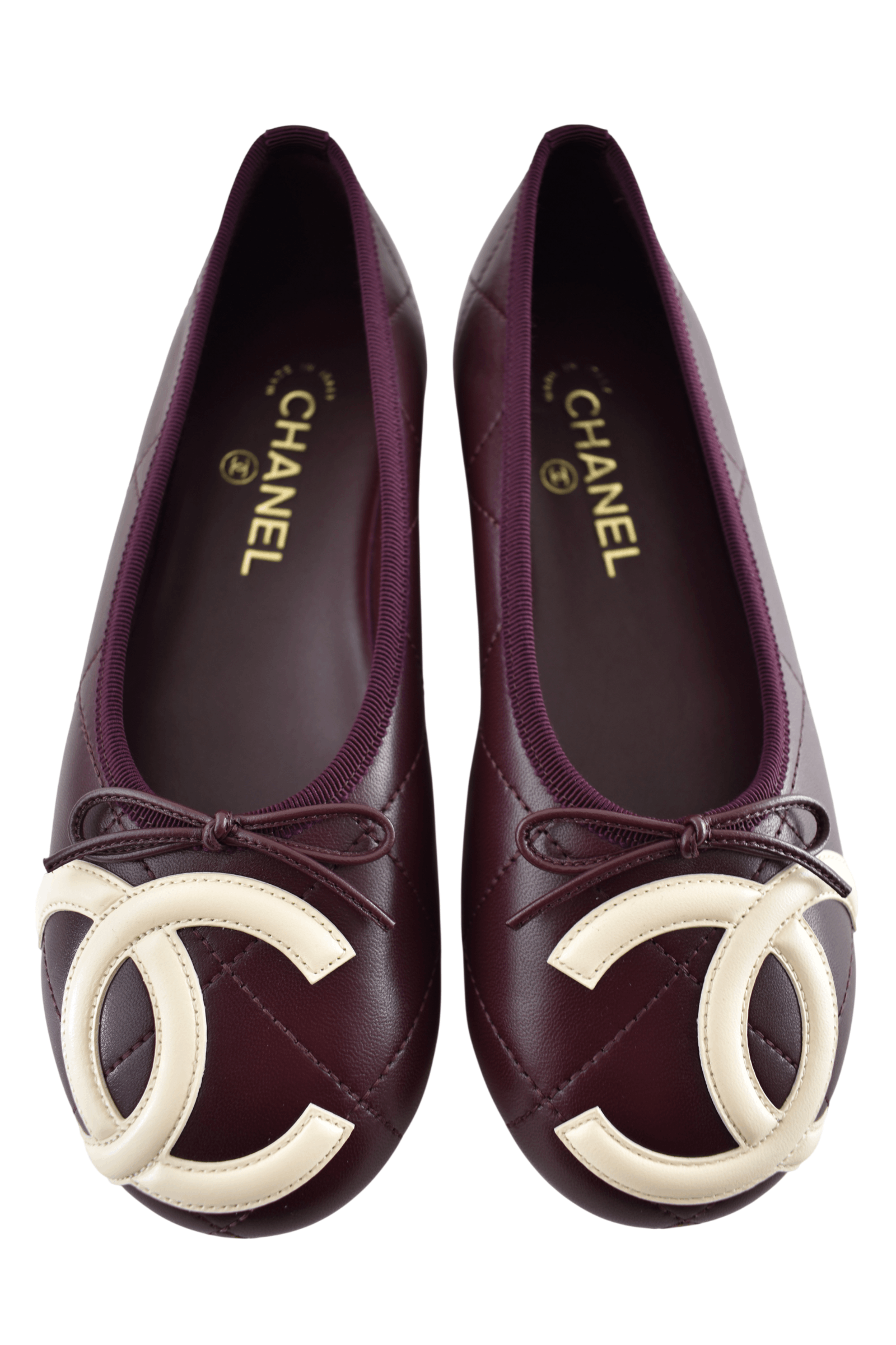 Chanel 26M Coco Beach Cambon Burgundy CC Ballet Ballerina Flat 37.5 Size US 7.5 / IT 37.5 - 1 Thumbnail