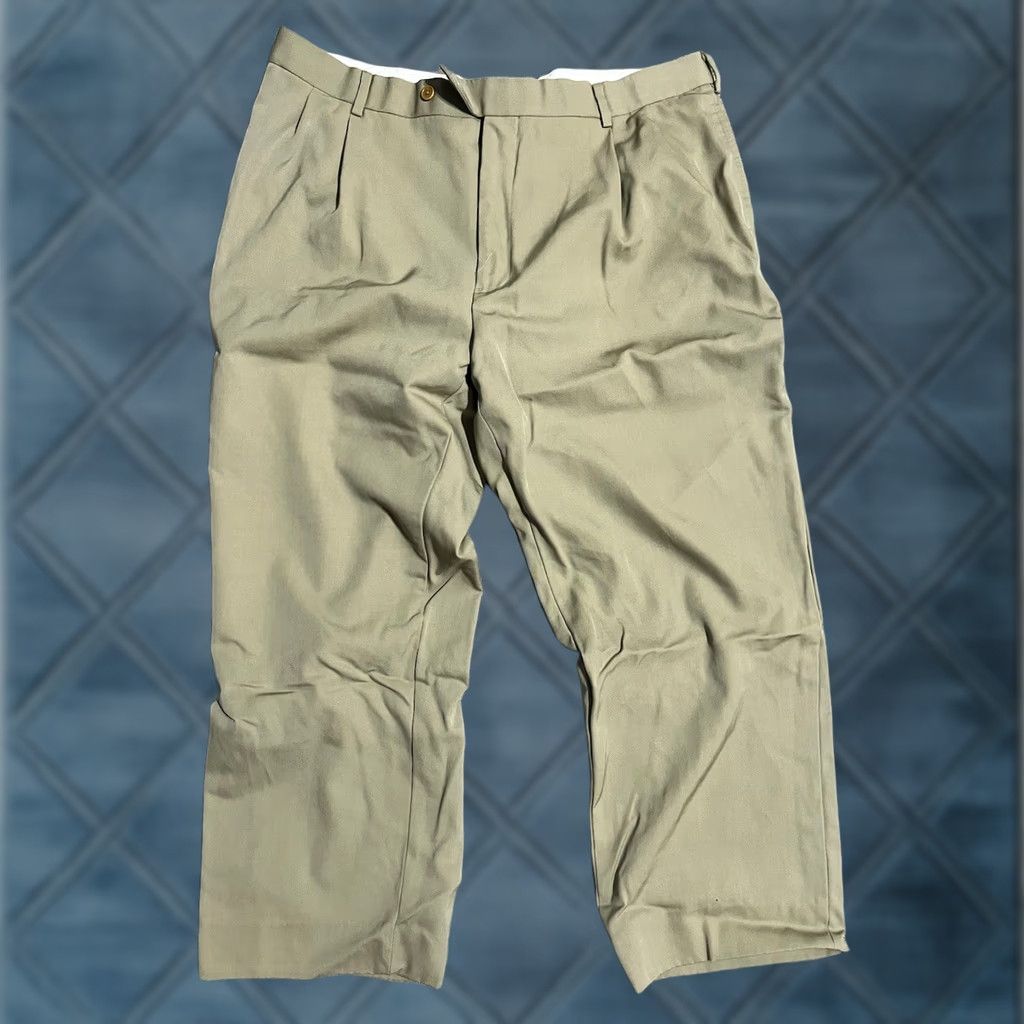 Brooks Brothers Brooks Brothers Wool Pant 44x26 Mens Straight Cuffed Pleated Beige Khaki Hemmed Dress Pants Regient Designer Size US 44 / EU 60 - 1 Thumbnail