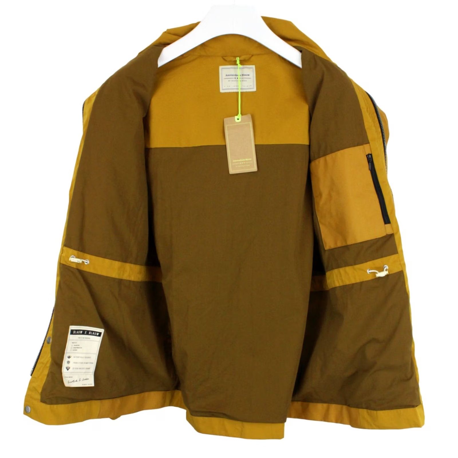 Scotch & Soda SCOTCH & SODA Jacket Men's LARGE Full Zip Hidden Hood Drawstring Waist Mustard Regular Size Mens Size US L / EU 52-54 / 3 - 5 Thumbnail