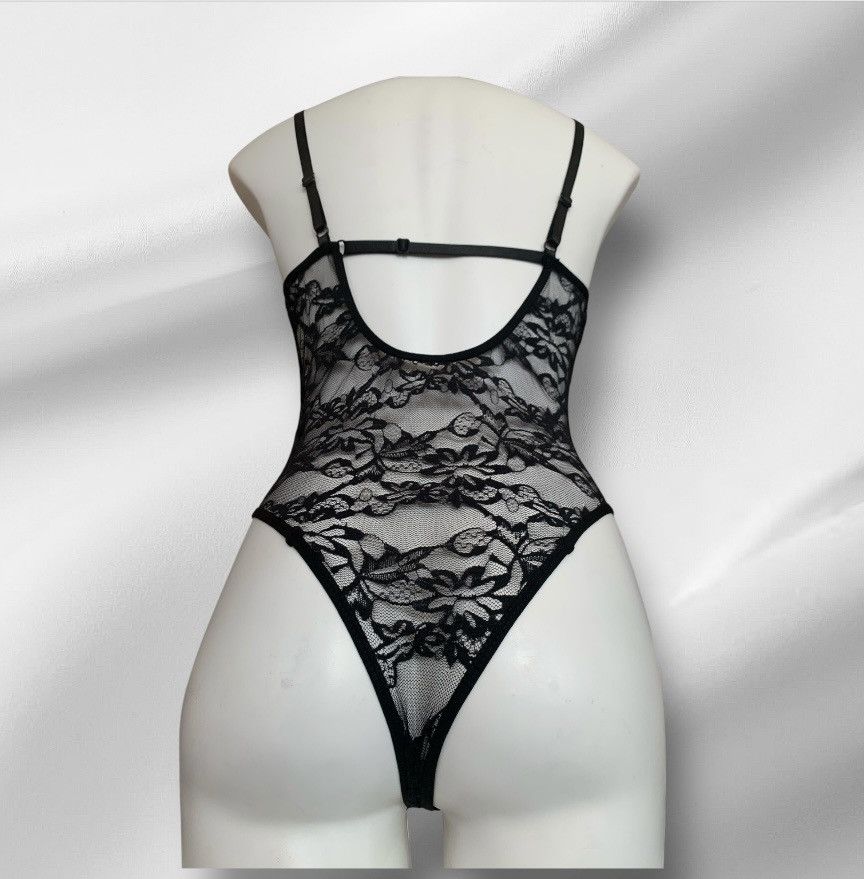 Designer NWT Black Lace Embroidered Mesh One-Piece Bodysuit S/M Size M / US 6-8 / IT 42-44 - 10 Thumbnail