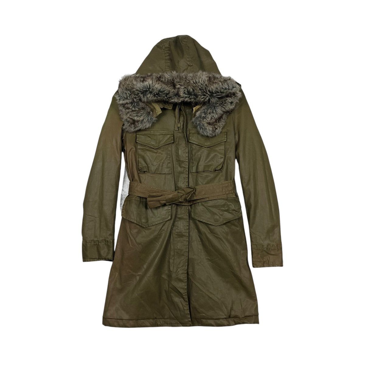 Diesel × Diesel Black Gold 🔥VINTAGE PARKA JACKET WAX DIESEL HOODIE MINK FUR Size S / US 4 / IT 40 - 3 Thumbnail