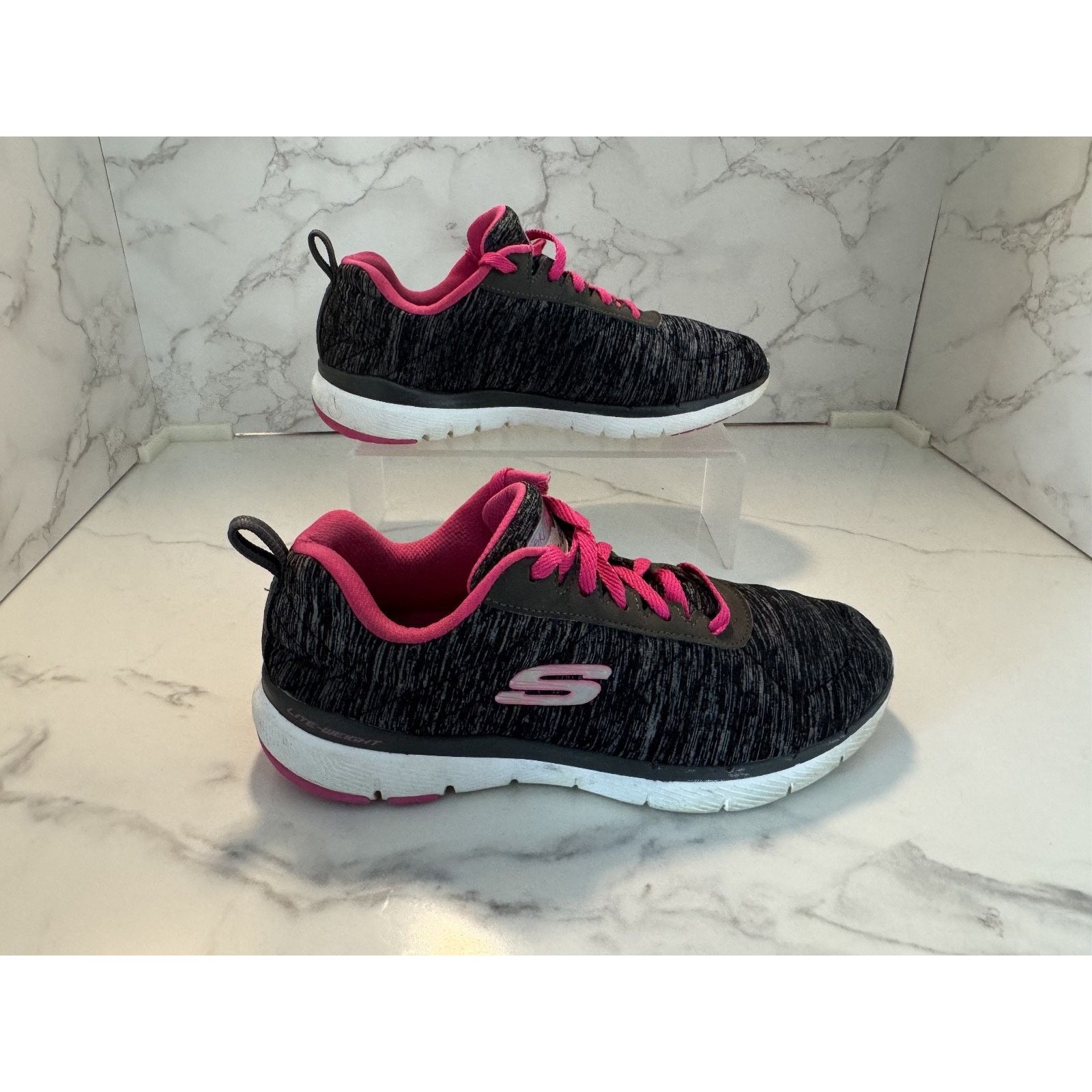 SKECHERS Skechers Flex Appeal 3.0 Lite Weight Black Pink Sneakers Size US 6 / IT 36 - 1 Thumbnail