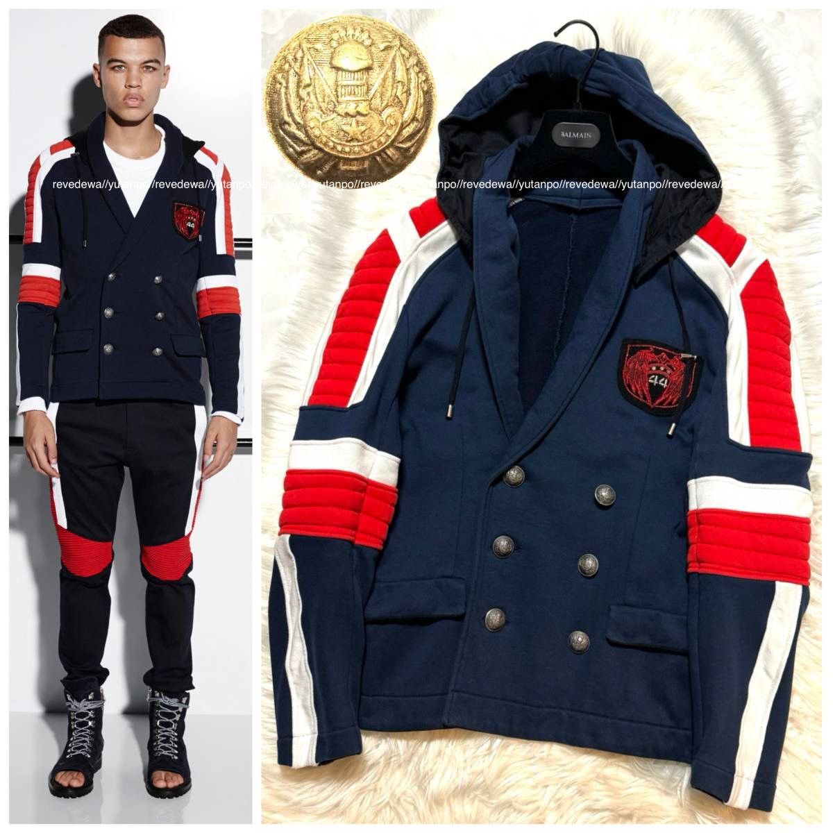 Balmain Balmain Homme Emblem Patch Biker Sweat Jacket Hoodie Size US S / EU 44-46 / 1 - 1 Thumbnail