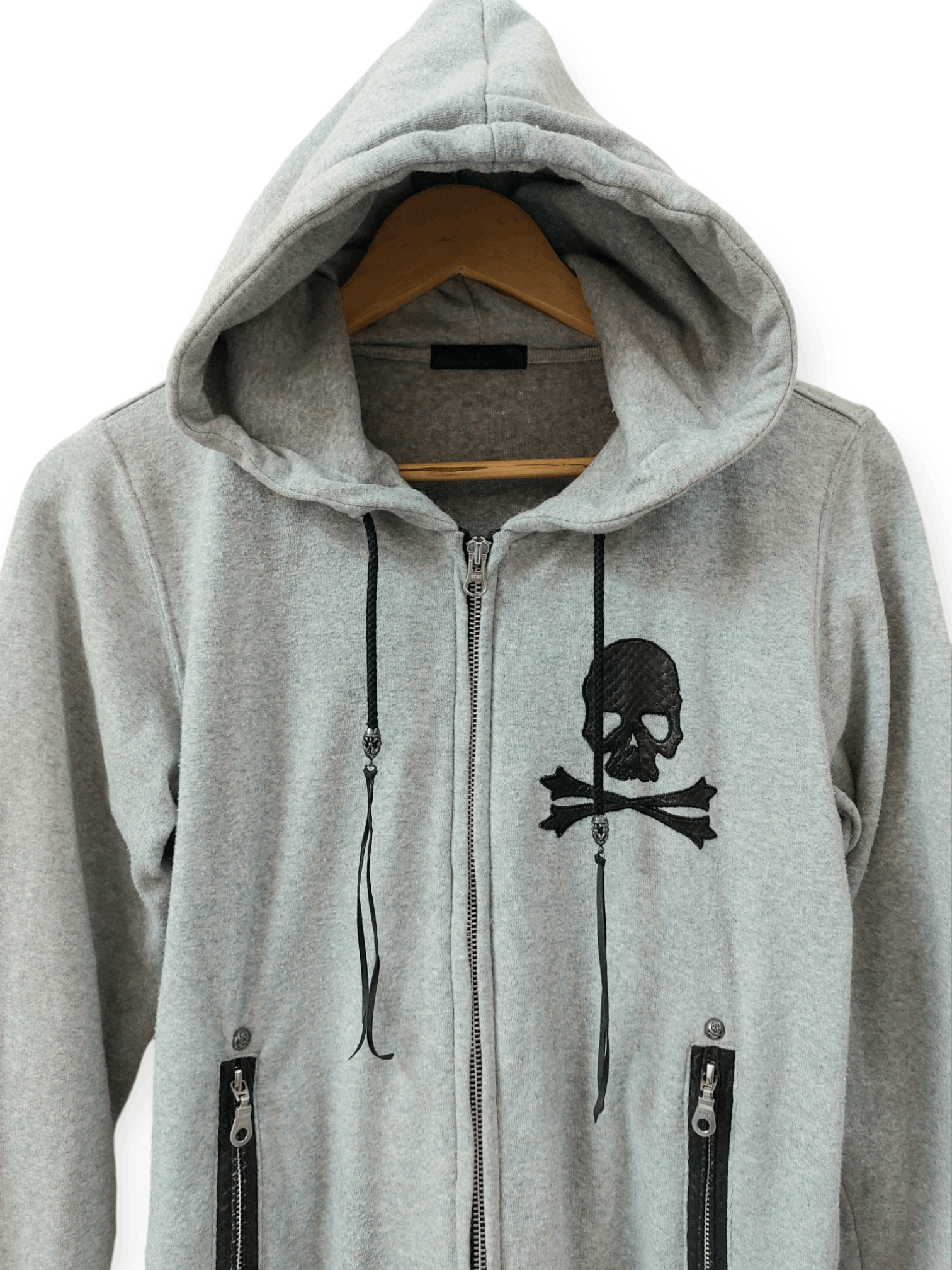 Custom Culture Real Snake Skin Part Skull Hoodie