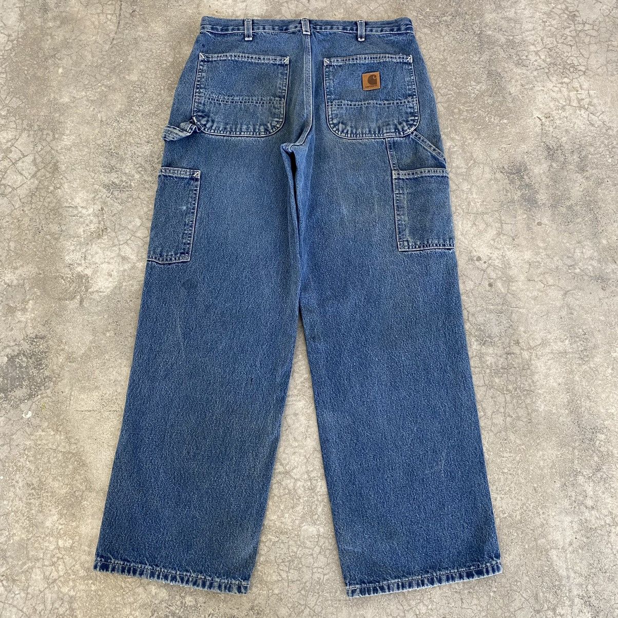 Carhartt × Vintage VTG Carhartt Medium Washed Blue Carpenter Denim Jeans Size US 32 / EU 48 - 14 Thumbnail