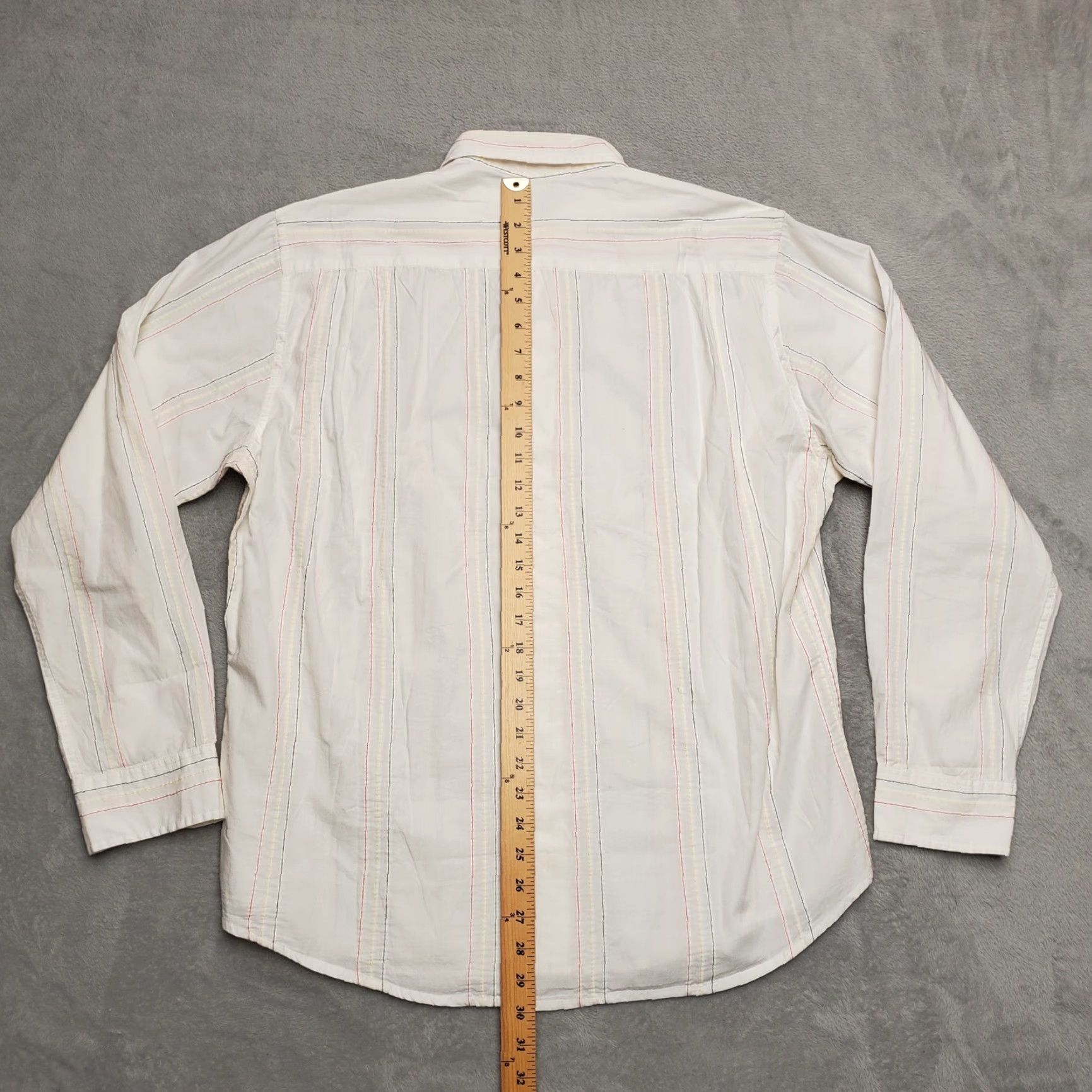 Carbon2Cobalt Carbon 2 Cobalt Shirt Mens Large White Striped Long Sleeve Button Cotton Casual Size US L / EU 52-54 / 3 - 6 Thumbnail