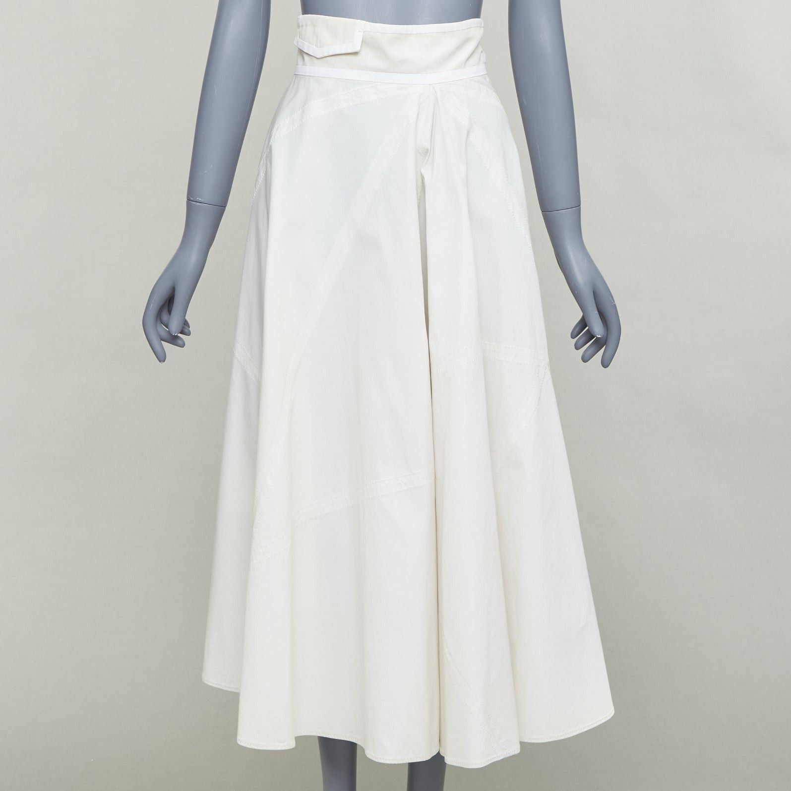 Bottega Veneta BOTTEGA VENETA light grey cotton diagonal zip Aline skirt IT36 XXS Size 25" / US 0 / IT 36 - 1 Thumbnail