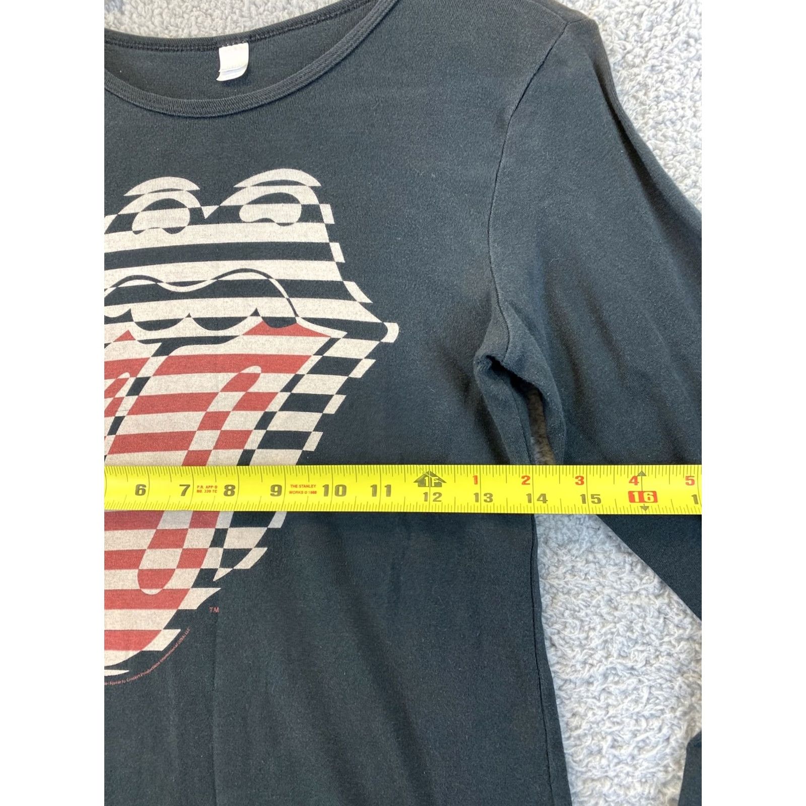 Vintage Motive Women's T-Shirt Long Sleeve Top Slim Fit Crew Neck Cotton XL Black Rolling Stones Basics Classic Shirt Size XL / US 12-14 / IT 48-50 - 4 Thumbnail