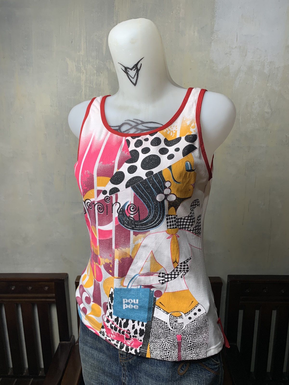 Japanese Brand y2k Issue of Dance Girl Graphic Shopping Tank Top Size S / US 4 / IT 40 - 2 Thumbnail
