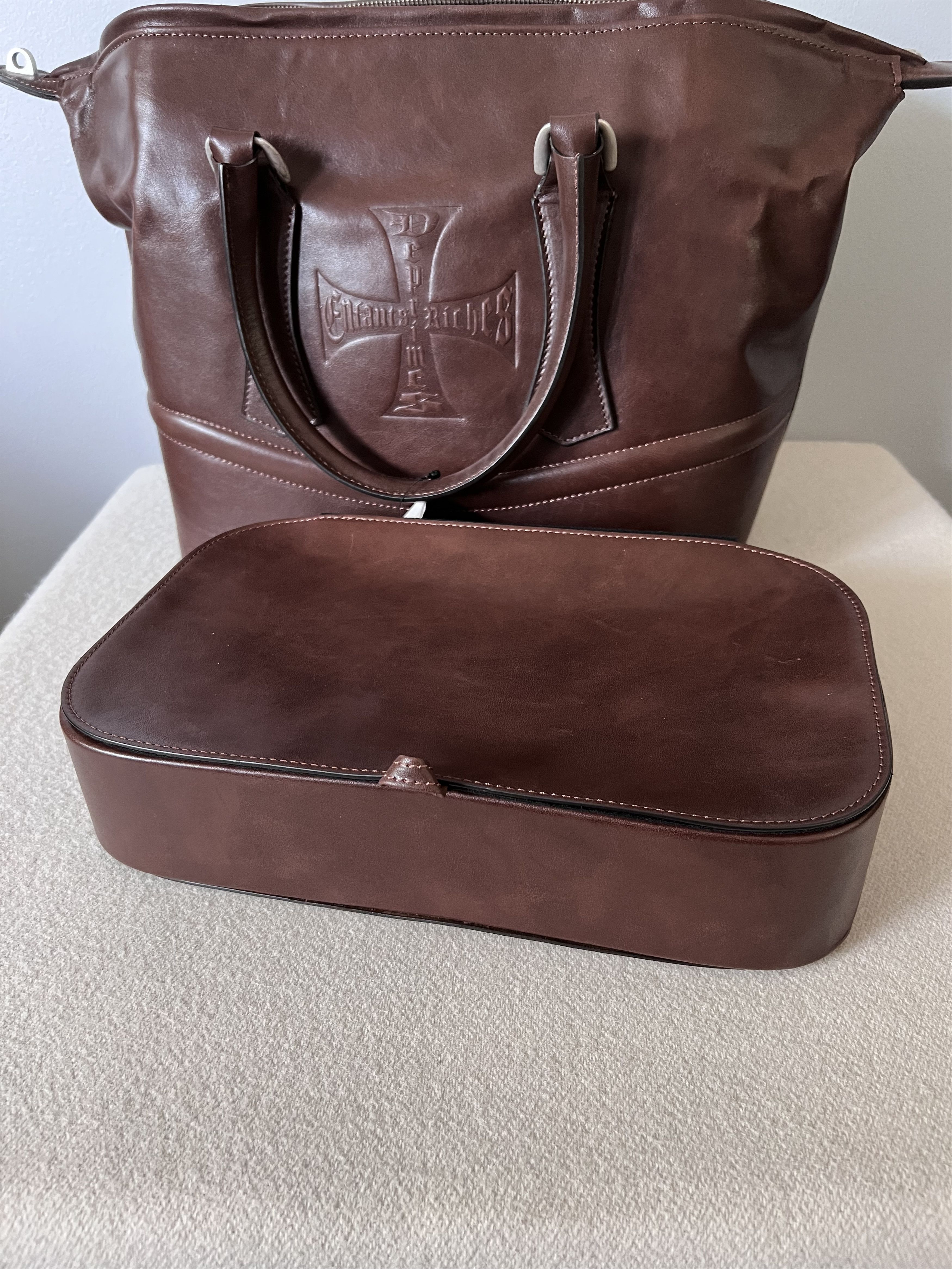 Enfants Riches Deprimes Enfants Riches Deprimes Leather Bowling Bag in Cognac Brown Size ONE SIZE - 10 Thumbnail