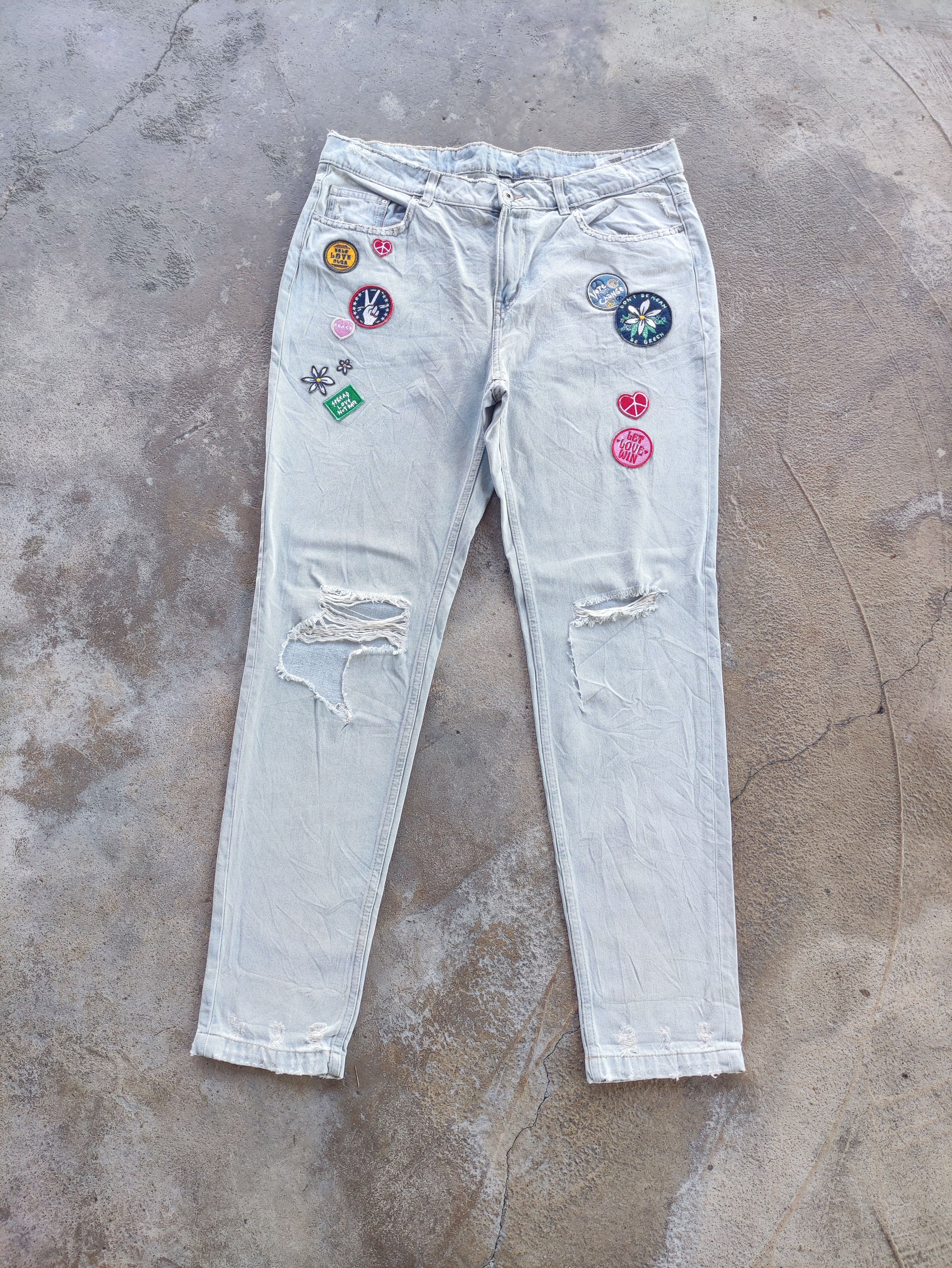 Japanese Brand × Jean Vintage Japanese Distressed Faded Patch Jeans Pants Denim Size US 34 / EU 50 - 2 Thumbnail