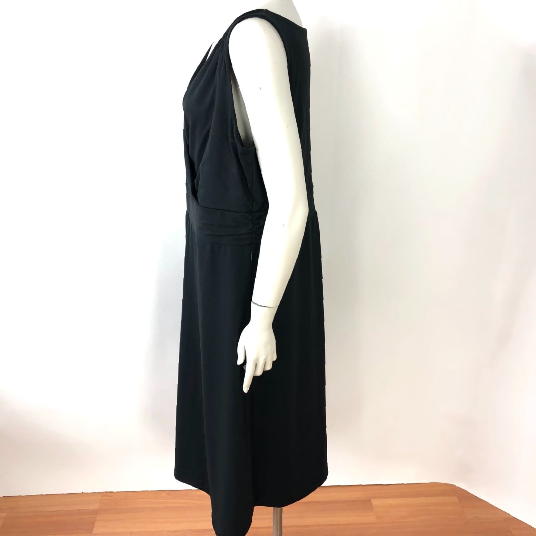 Eddie Bauer Eddie Bauer Travex TALL 2XL Faux Wrap Midi Dress Black MINT Sleeveless V-Neck A-Line Womens Size XXL / US 16-18 / IT 52-54 - 3 Thumbnail