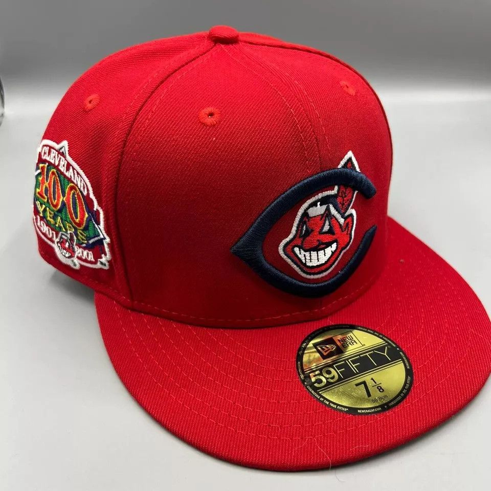 New Era Cleveland Indians Guardians Hat Men 7 1/8 Red Fitted New Size ONE SIZE - 1 Thumbnail