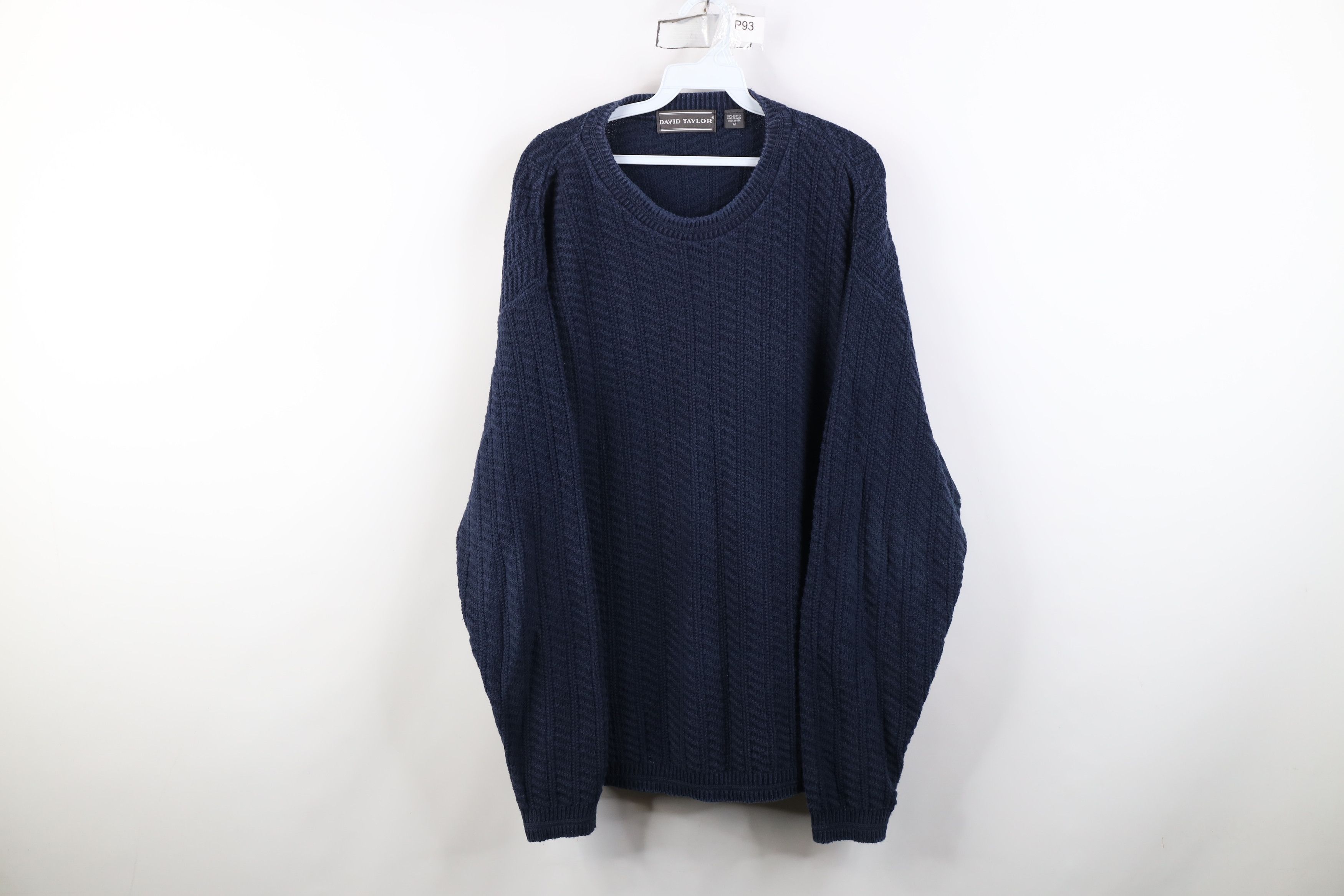 Vintage Vintage 90s Streetwear Framed Cotton Knit Sweater Blue USA Size US M / EU 48-50 / 2 - 1 Thumbnail