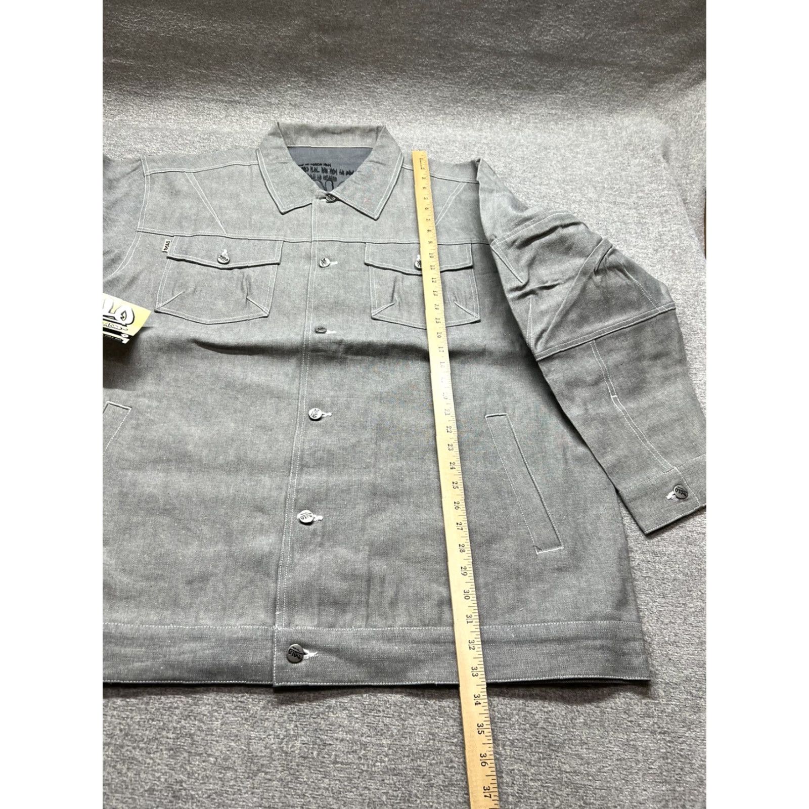 Vintage VINTAGE Solo Semore Denim Jacket 2XL Gray Button Coat Mens Jacket 90s Overcoat NWT Size US 39 - 5 Thumbnail
